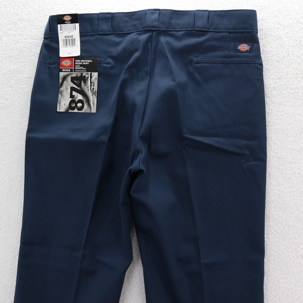 Dickies Pants Men's 40x30 Navy Blue 874 Original Work Straight Twill Workwear - Picture 7 of 14